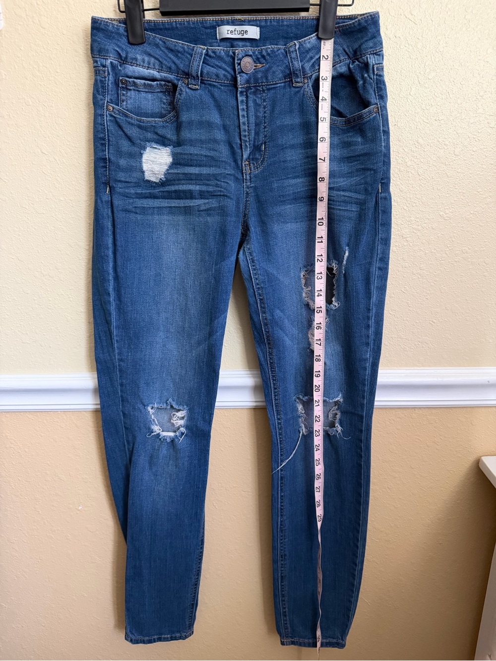 refuge Blue Distressed Skinny Jeans